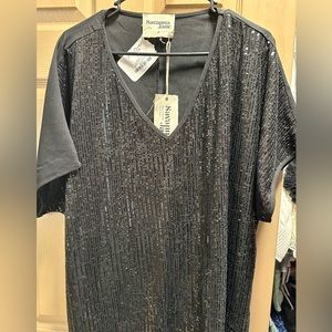 Savanna Jane Black Sparkle Top Size 2xL